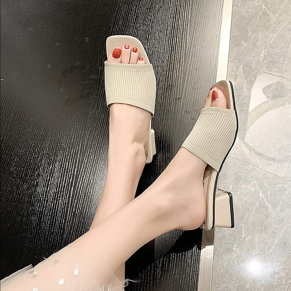 👡 Comfy Woven Slip On Low Heel Mules Sandals - Picture 6 of 8